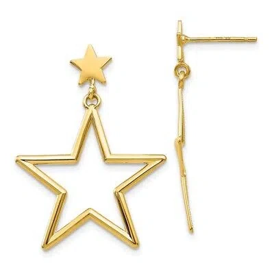 Pre-owned Diamond2deal 14k Yellow Gold Star Dangle Earrings Gift For Women