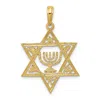 Diamond2deal 14k Yellow Gold Star Of David Menorah Pendant In Yellow
