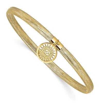 Pre-owned Diamond2deal 14k Yellow Gold Sun Charm Stretch Bangle Bracelet 1.11 Gm