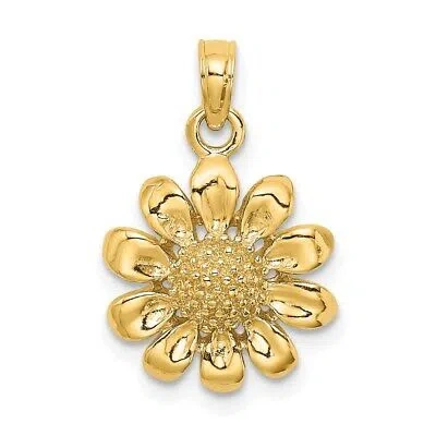 Pre-owned Diamond2deal 14k Yellow Gold Sunflower Charm Pendant Gift For Women