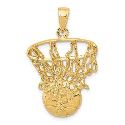 Diamond2deal 14k Yellow Gold Swoosh Basketball Net Pendant