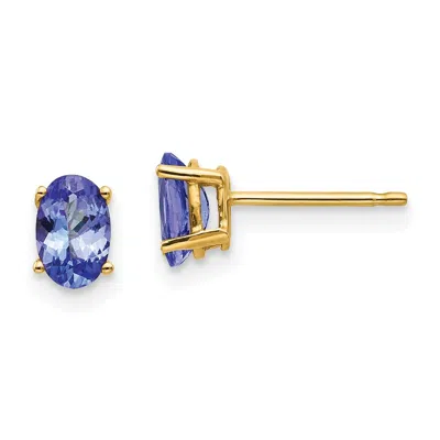 Diamond2deal 14k Yellow Gold Tanzanite Earrings