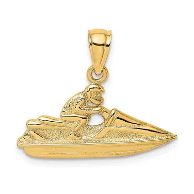 Diamond2deal 14k Yellow Gold Textured 2-d Jet Ski Charm Pendant