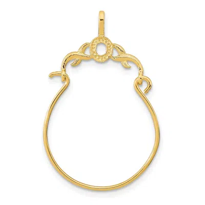 Diamond2deal 14k Yellow Gold Textured Charm Holder Pendant