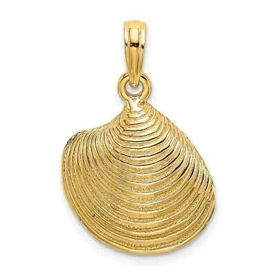 Pre-owned Diamond2deal 14k Yellow Gold Textured Clam Shell Charm Pendant Gift For Women