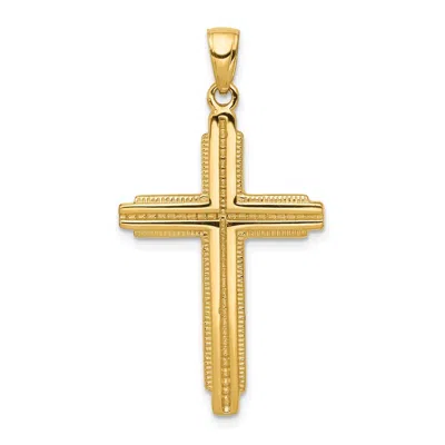 Diamond2deal 14k Yellow Gold Textured Outline Cross Pendant