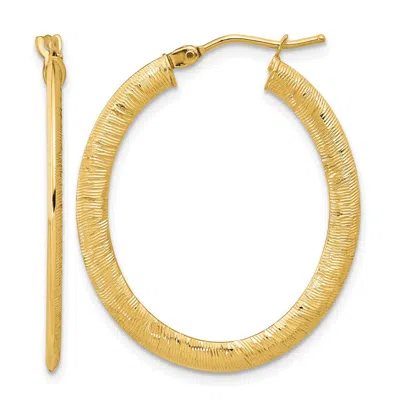 Diamond2deal 14k Yellow Gold Textured Oval Shape Hoop Earrings