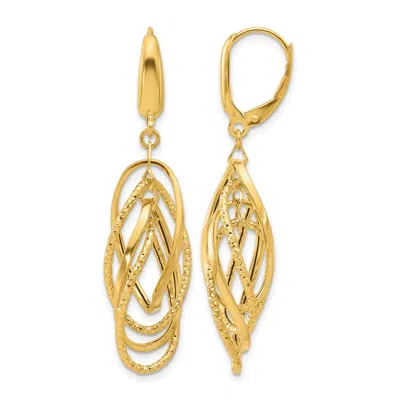 Diamond2deal 14k Yellow Gold Textured Ovals Drop Dangle Earrings