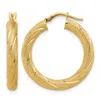 Diamond2deal 10k Yellow Gold Polished And Textured Round Hoop Earrings In Gold