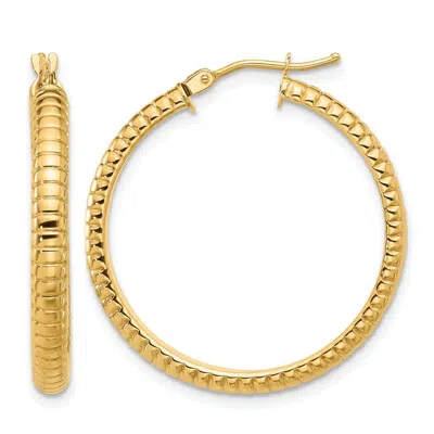 Diamond2deal 14k Yellow Gold Textured Round Hoop Earrings 30.65 Mm