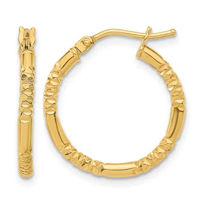 Diamond2deal 14k Yellow Gold Textured Round Shape Hoop Earrings 20 Mm