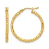 Diamond2deal 14k Yellow Gold Textured Round Shape Hoop Earrings 20 Mm In Yellow