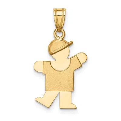 Diamond2deal 14k Yellow Gold The Kids Solid Engravable Small Boy With Hat On Left Kiss Charm Pendant In Pattern