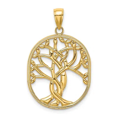 Diamond2deal 14k Yellow Gold Tree Of Life Celtic Knot In Oval Frame Pendant In Transparent