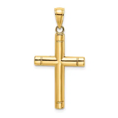 Diamond2deal 14k Yellow Gold Tubular Cross Charm Pendant In Orange