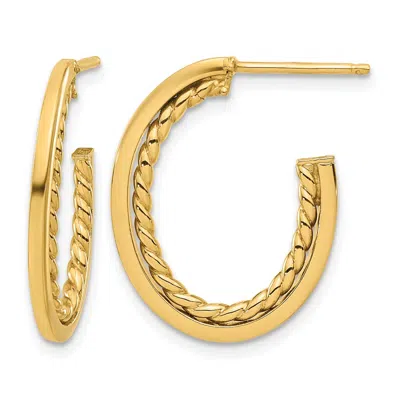 Diamond2deal 14k Yellow Gold Twist J Shape Hoop Earrings