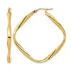 Diamond2deal 14k Yellow Gold Twisted Square Shape Hoop Earrings In Brown