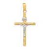 Diamond2deal 14k Yellow Gold White Rhod Polished Textured Inri Crucifix Cross Pendant In Yellow