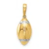 Diamond2deal 14k Yellow Gold White Rhodium Diamond-cut 3d Football Pendant In Yellow