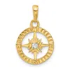 Diamond2deal 14k Yellow Gold White Rhodium Diamond-cut Compass Pendant In Yellow