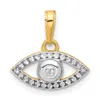 Diamond2deal 14k Yellow Gold White Rhodium Diamond-cut Evil Eye Pendant In Yellow