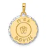 Diamond2deal 14k Yellow Gold White Rhodium Diamond-cut It's A Boy Pendant In Yellow