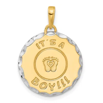 Diamond2deal 14k Yellow Gold White Rhodium Diamond-cut It's A Boy Pendant