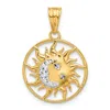 Diamond2deal 14k Yellow Gold White Rhodium Diamond-cut Sun Moon Stars Pendant In Yellow