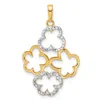 Diamond2deal 14k Yellow Gold White Rhodium Polished Diamond-cut Flowers Pendant In Yellow
