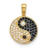 Diamond2deal 14k Yellow Gold With Rhodium Black And Clear Cubic Zirconia Yin And Yang Pendant In Yellow