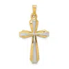 Diamond2deal 14k Yellow Gold With Rhodium Textured And Polished Passion Cross Pendant In Yellow
