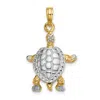 Diamond2deal 14k Yellow Gold With White Rhodium 3-d L Turtle Moveable Head Charm In Yellow