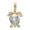 Diamond2deal 14k Yellow Gold With White Rhodium Polished 3-d Moveable Sea Turtle Charm In Yellow