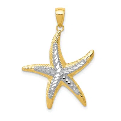 Diamond2deal 14k Yellow Gold With White Rhodium Starfish Pendant