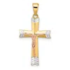 Diamond2deal 14k Yellow Gold Yellow And Rose With White Rhodium Diamond-cut Crucifix Pendant In Yellow