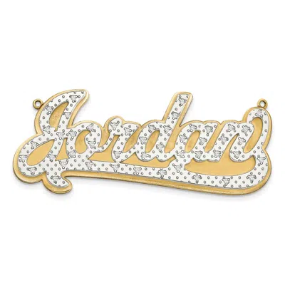 Diamond2deal 14k Yellow Gold Yellow Gold And Rhodium 3d Diamond Name Plate