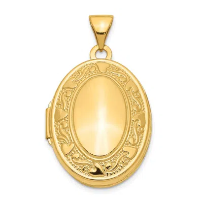 Diamond2deal 14k Yellow Gold Yellow Gold Scroll Heart Design Oval Locket Pendant