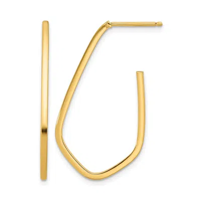 DIAMOND2DEAL 14K YELLWO GOLD GEOMETRIC SHAPED J-HOOP POST EARRINGS
