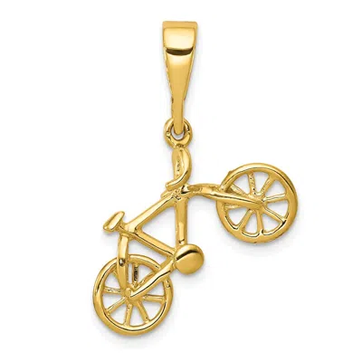 Diamond2deal 14kt Polished 3-d Bicycle Pendant In Gold