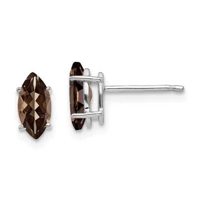 Diamond2deal 14kw 8x4mm Marquise Smoky Quartz Earring In White