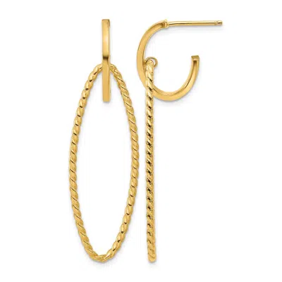Diamond2deal 14kyellow Gold Twist Dangle Oval J-hoop Earrings