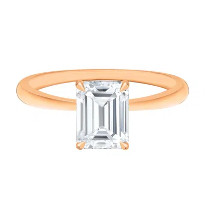 Diamond2deal 1.5 Ct Emerald Lab Grown Diamond Solitaire Engagement Ring 14k Yellow Gold In Pink