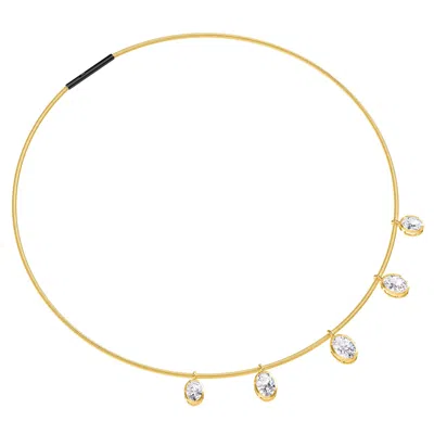 Diamond2deal 18k Vermeil Plated 7 Ct Oval Cut Lab Grown Diamond Pendant Necklace 18" In Gold