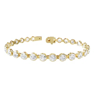 Diamond2deal 18k Vermeil Plated Silver 10.5 Ct Round Lab Grown Diamond Tennis Bracelet 7" In Yellow