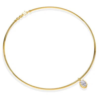 Diamond2deal 18k Vermeil Plated Silver 1.25 Ct Oval Cut Lab Grown Diamond Pendant Necklace 18" Vvs-v In Yellow