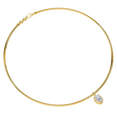Diamond2deal 18k Vermeil Plated Silver 1.25 Ct Oval Cut Lab Grown Diamond Pendant Necklace 18" In Yellow