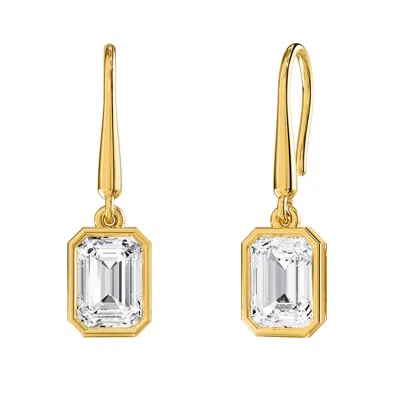DIAMOND2DEAL 18K VERMEIL PLATED SILVER 2.3 CT LAB GROWN DIAMOND DROP DANGLE EARRINGS