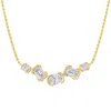 Diamond2deal 18k Vermeil Plated Silver 2.6 Ct Multi Shape Lab Grown Diamond Pendant Necklace 18" In Yellow