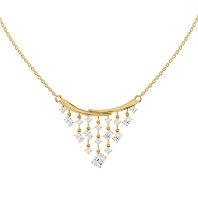Diamond2deal 18k Vermeil Plated Silver 2.6 Ct Round Oval Cut Lab Grown Diamond Pendant Necklace 18"  In Yellow