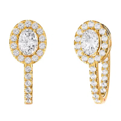 Diamond2deal 18k Vermeil Plated Silver 2.75 Ct Oval Lab Grown Diamond Hoop Earrings Vvs-vs In Yellow